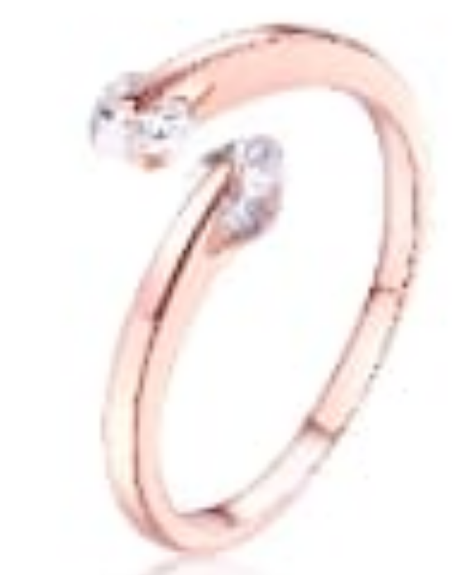 16 Double zircon ring rose gold colour. Free shipping