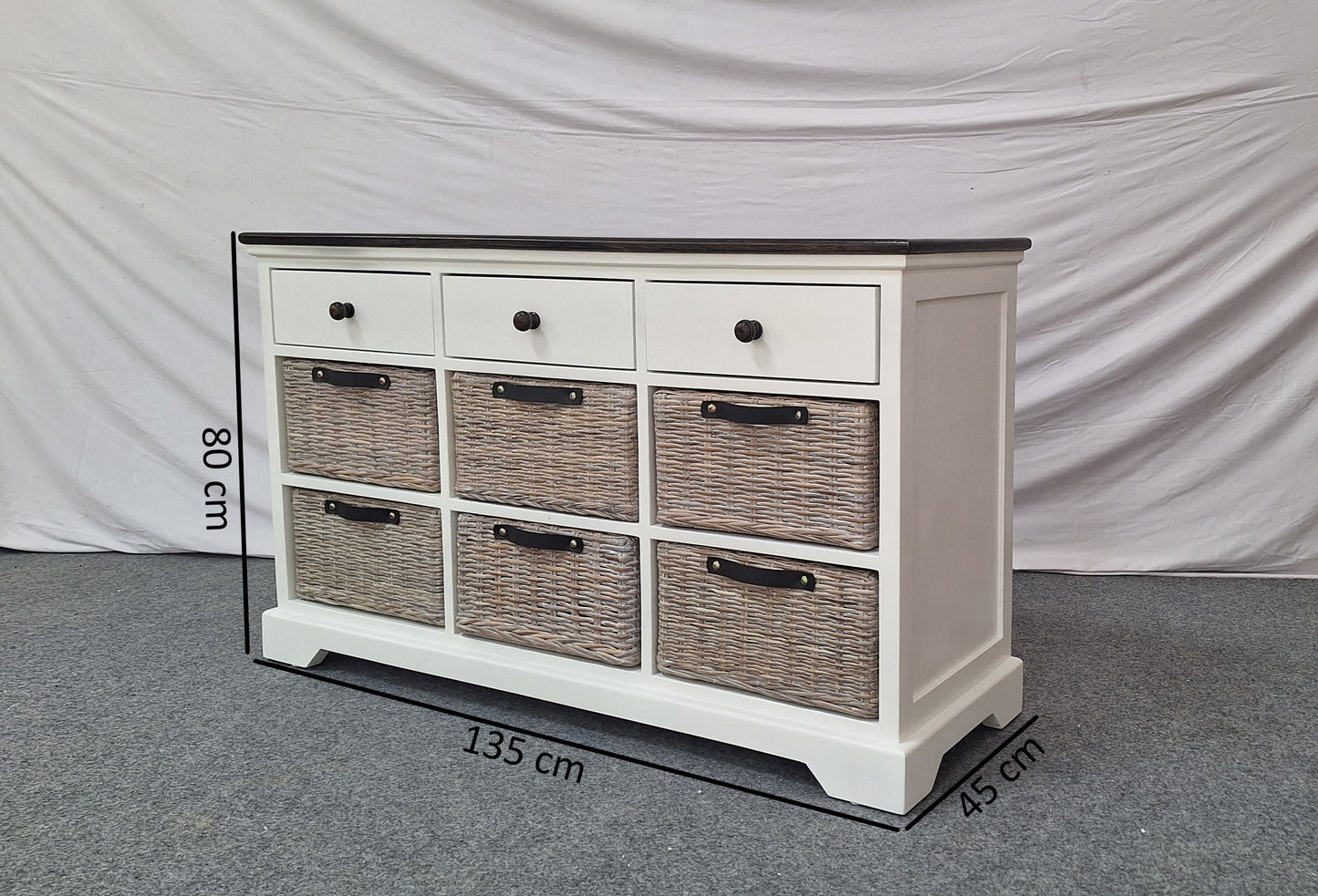 MERISSA CABINET - 3 DRAWERS			 AND 6 BASKETS