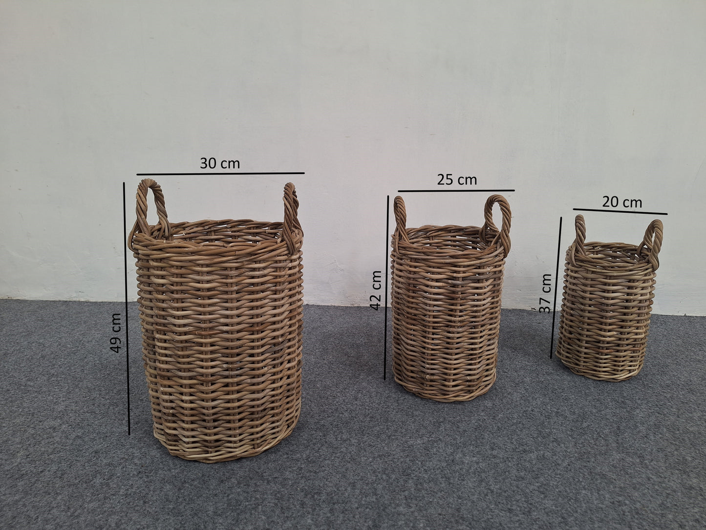 NIEDA WICKER BASKET 3 piece set