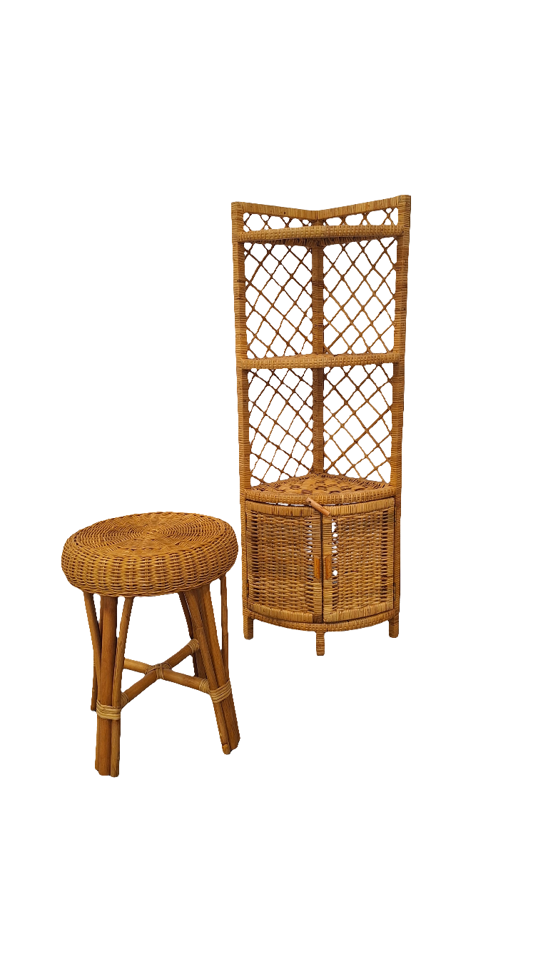 VIVAS CORNER CABINET 3 TIER AND VIVAS STOOL COMBO