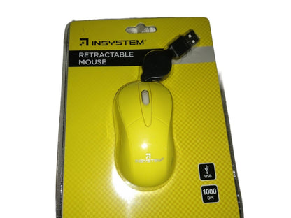 one Yellow extractable usb Computer  mouse