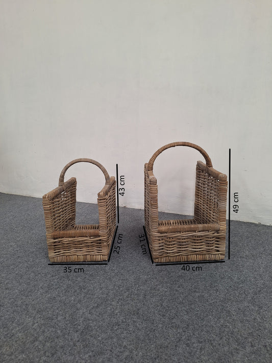 HEAVY FIREWOOD BASKET TWIN SET  - S/M